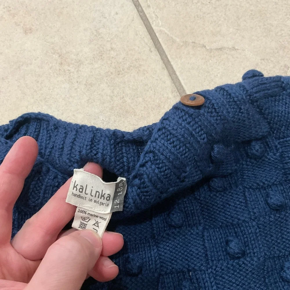 Kalinka Blue Knit Sweater and Shorts Set for Kids